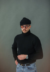 Pull Col Roulé Lambswool Noir