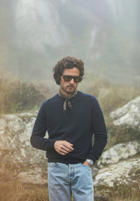 Pull Col Rond Lambswool Marine