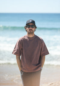 Tee-Shirt Oversize Acid Wash Dark Plum