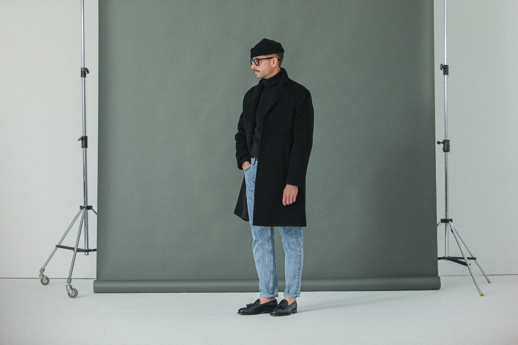 Manteau Long - Laine & Cachemire Noir