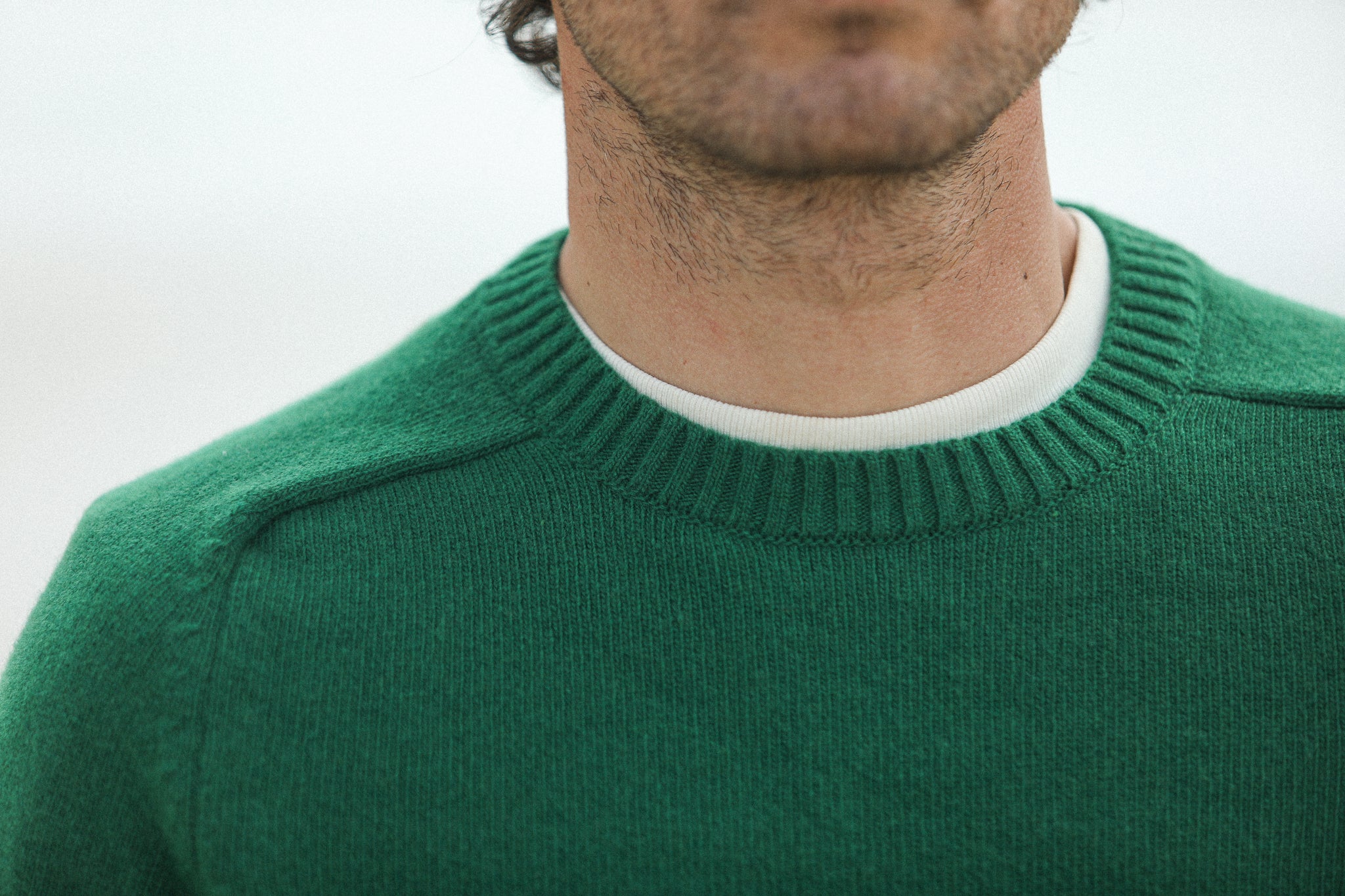 Pull Col Rond Lambswool Vert