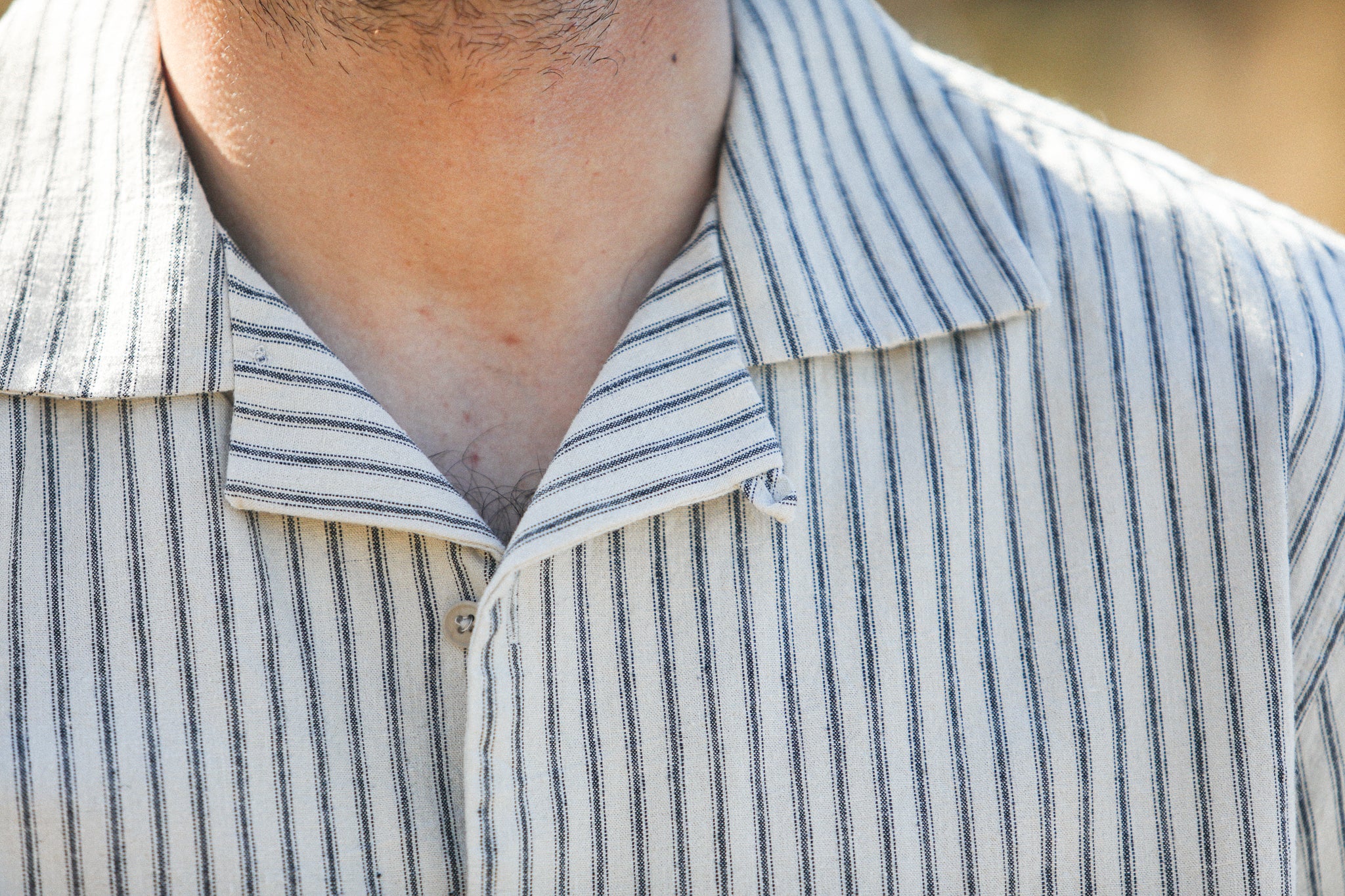 Camp Collar Stripes Beige - Modern Fit