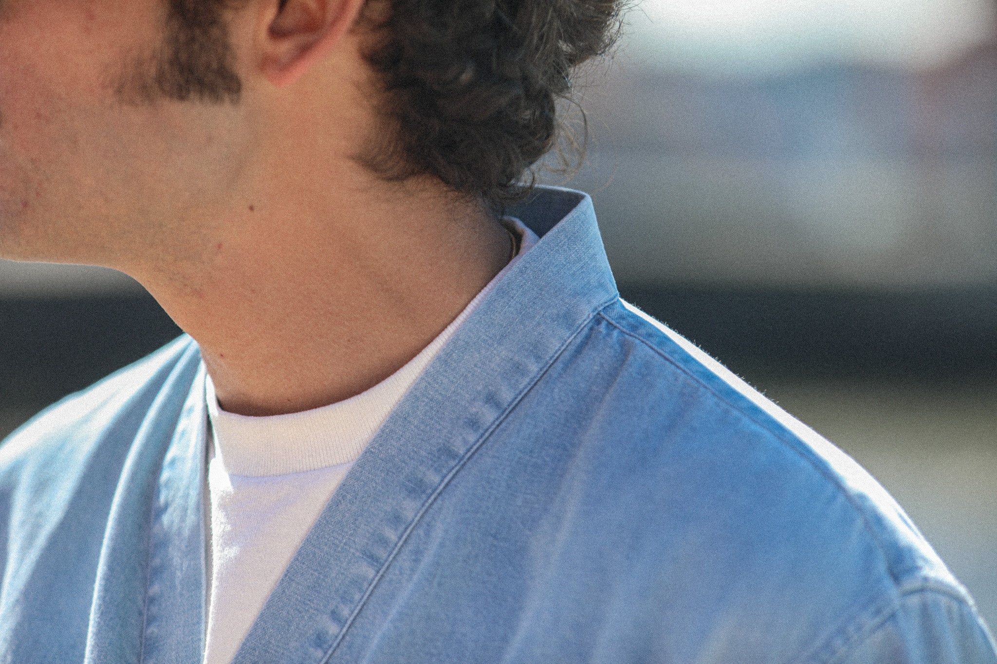 Cardigan Shirt Japanese Denim Bleach