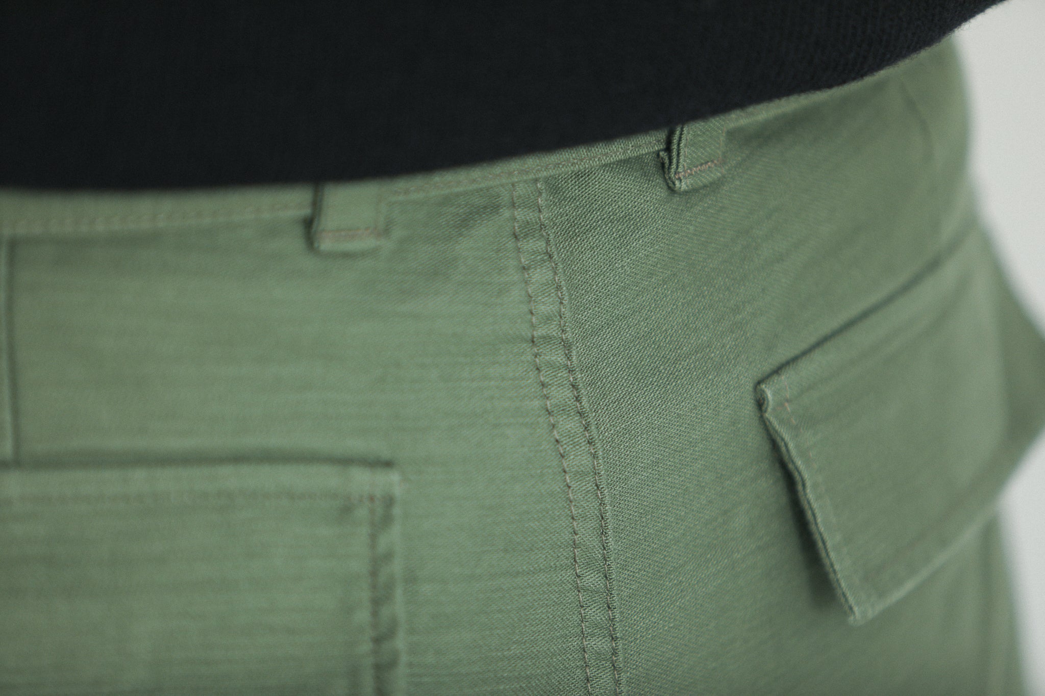 Cargo Sateen Japonais Pince Simple Khaki - Comfort Fit