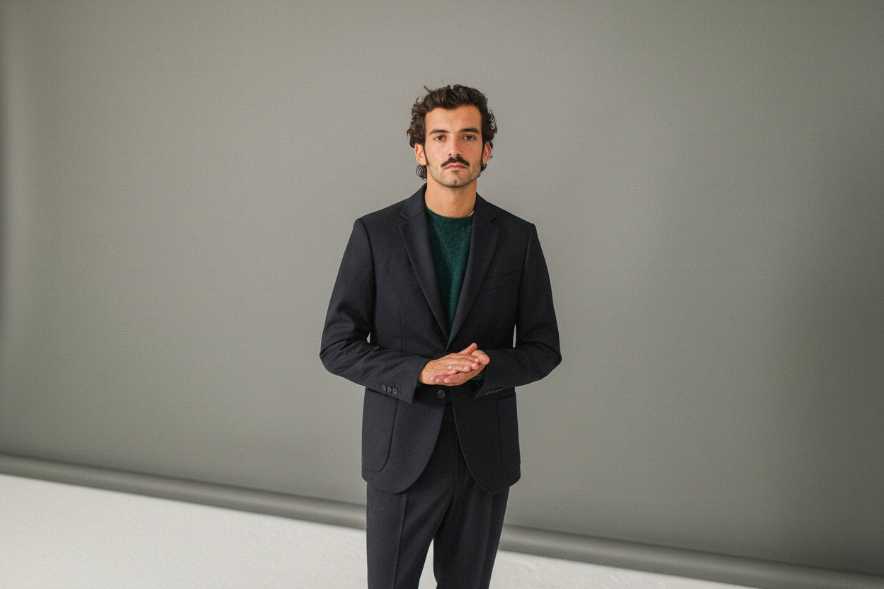 Blazer semi-entoilé flanelle navy