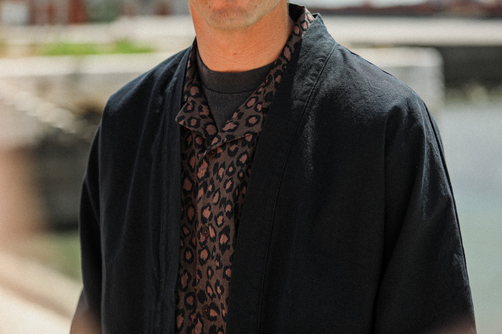 Veste Kimono Canvas Japonais Noir