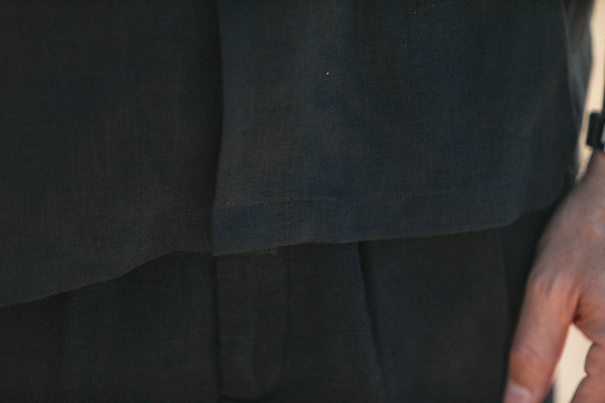 Military Camp Collar Lin Noir