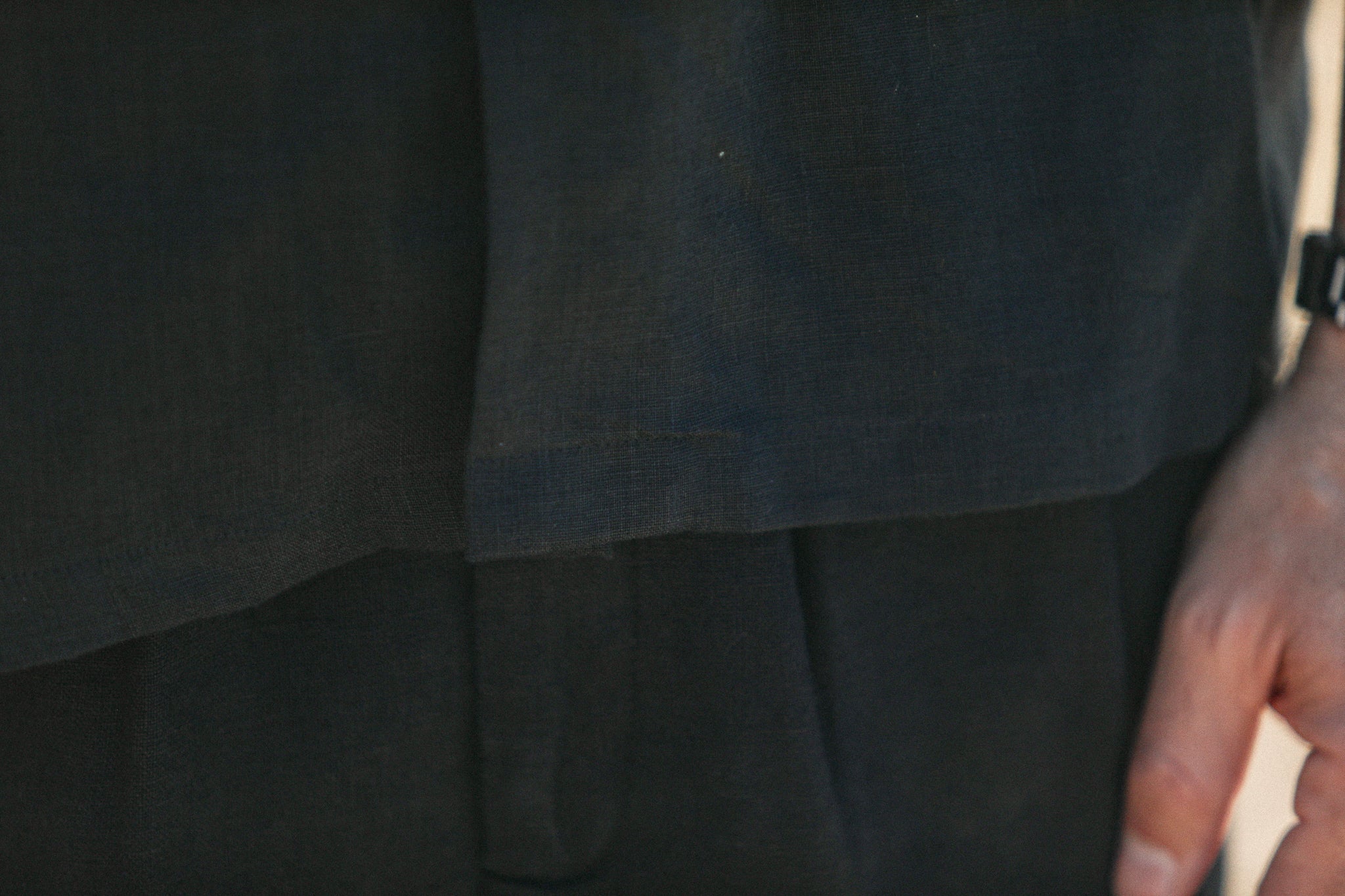 Military Camp Collar Lin Noir