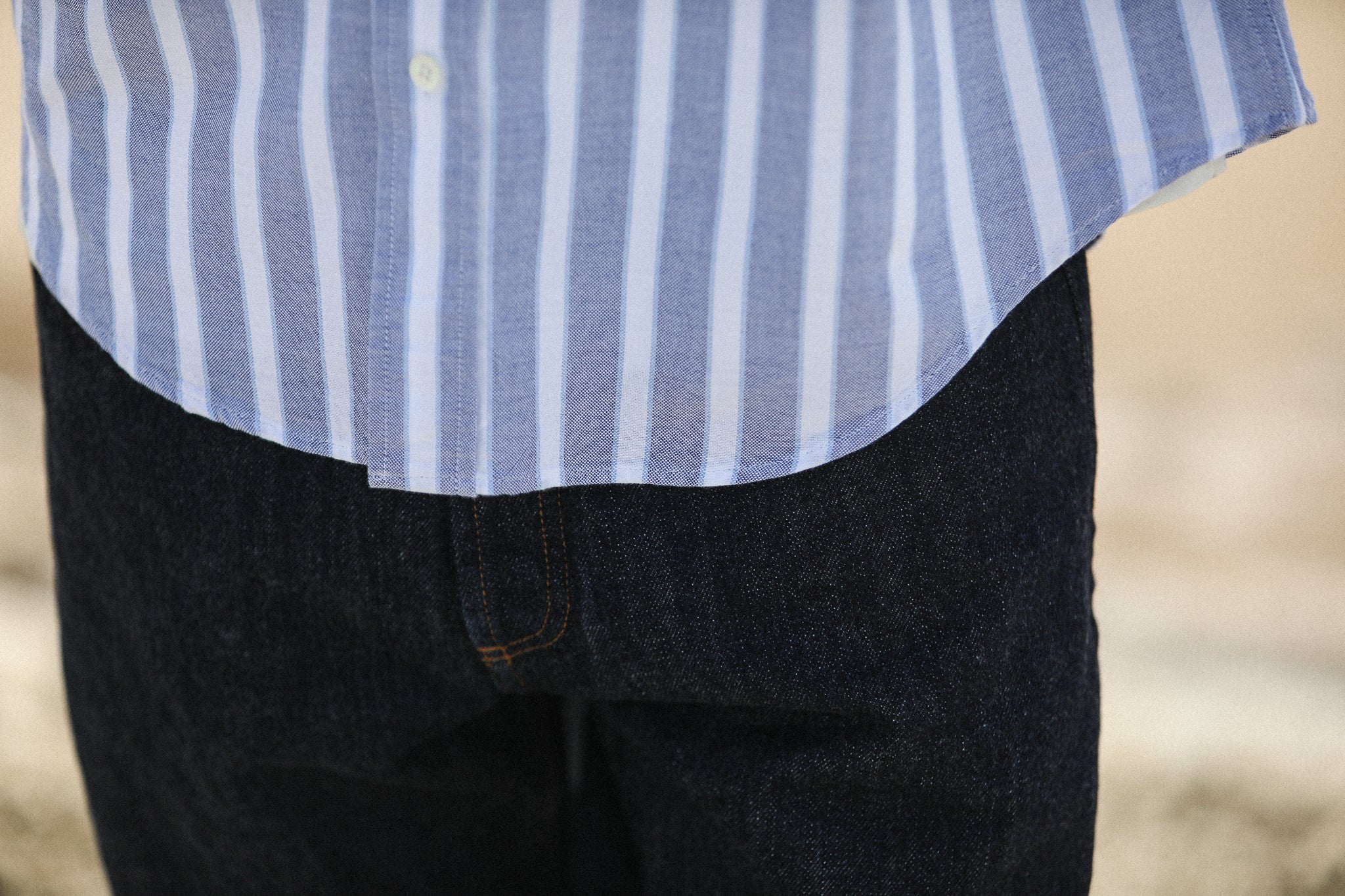 Chemise Homme Ample Oxford Rayures Larges Bleue - Modern Fit