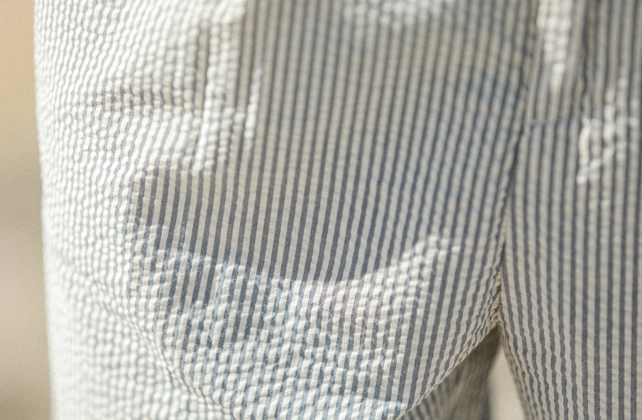Chino Militaire Seersucker Crème - Comfort Fit
