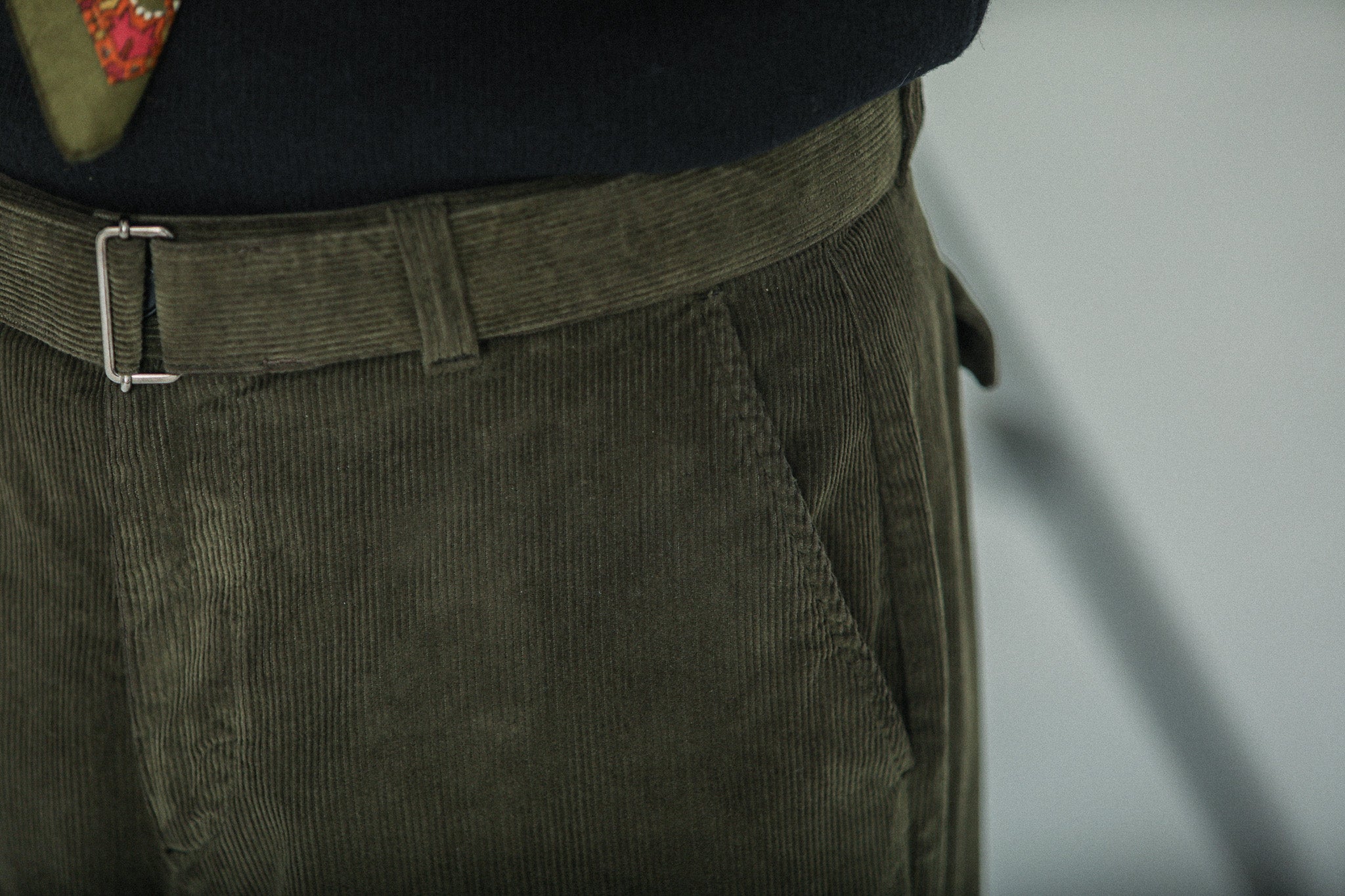Chino militaire Velours Khaki - Comfort Fit