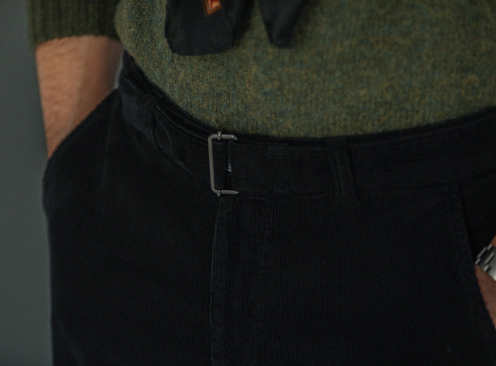 Military Pant Velours Noir - Comfort Fit