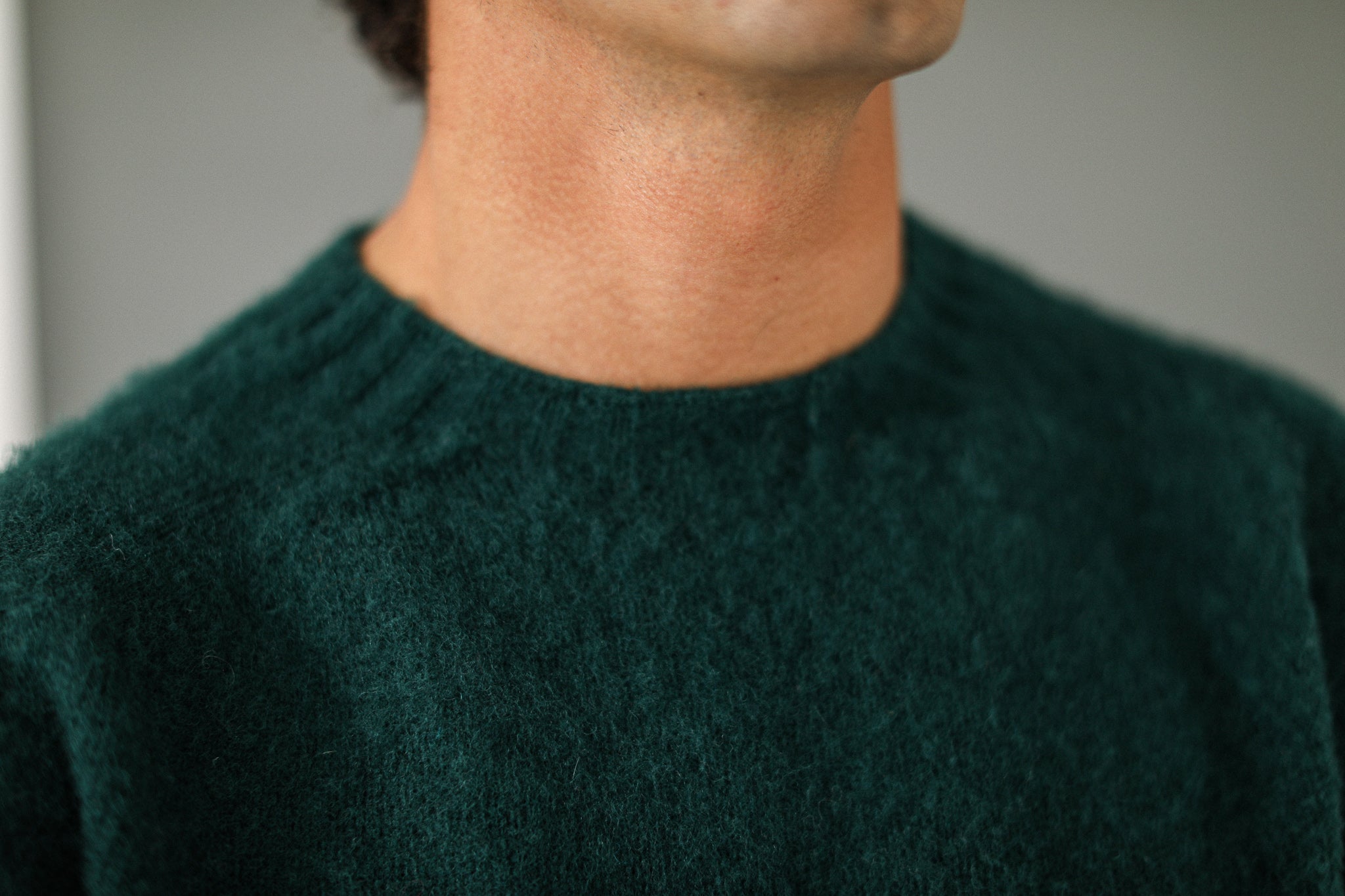 Pull Shetland "Shaggy" Vert Forêt